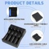 Chargeur Intelligent 4 Emplacements pour Batteries Li-ion Rechargeables