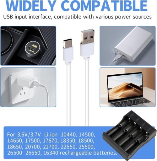 Chargeur Intelligent 4 Emplacements pour Batteries Li-ion Rechargeables