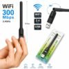 Adaptateur WiFi USB 300 Mbps 2.4 GHz avec Antenne Haute Sensibilité – Récepteur Sans Fil pour PC et Ordinateur Portable