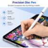 Stylet 3-en-1 Blanc Universel pour Écrans Tactiles et Écriture – Pointe Disque Précise, Embout Fibre et Stylo à Bille