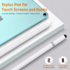 Stylet 3-en-1 Blanc Universel pour Écrans Tactiles et Écriture – Pointe Disque Précise, Embout Fibre et Stylo à Bille
