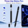gvc.product.image_.1781798406986.197fbd72-07b9-48a1-8fb3-981e7841425d.png Stylet 3-en-1 Noir Universel pour Écrans Tactiles et Écriture – Pointe Disque Précise, Embout Fibre et Stylo à Bille