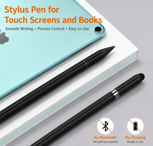 gvc.product.image_.1781798637752.3060a9c1-998d-4d7b-a698-96e640120279.png Stylet 3-en-1 Noir Universel pour Écrans Tactiles et Écriture – Pointe Disque Précise, Embout Fibre et Stylo à Bille