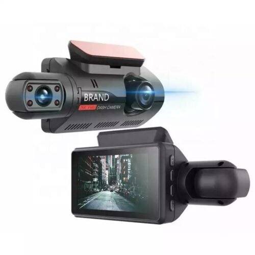 Caméra de Voiture Double Objectif Full HD 1080P avec Vision Nocturne, Détection de Mouvement et Écran IPS 3 Pouces