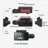 Caméra de Voiture Double Objectif Full HD 1080P avec Vision Nocturne, Détection de Mouvement et Écran IPS 3 Pouces