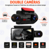 Caméra de Voiture Double Objectif Full HD 1080P avec Vision Nocturne, Détection de Mouvement et Écran IPS 3 Pouces