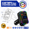 Transmetteur FM Bluetooth pour Voiture avec Charge Rapide Type-C RGB, Lecteur MP3 et Appels Mains Libres