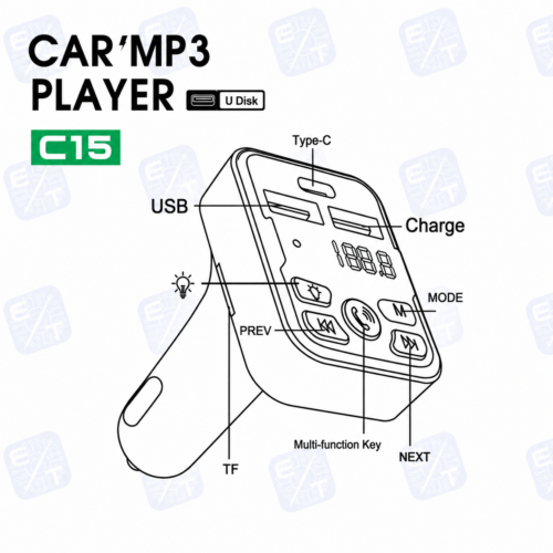 gvc.product.image_.1782043306059.7decc497-ef69-4a1c-9684-954a17f489b8.png Émetteur FM Bluetooth pour Voiture avec Charge Rapide USB & Type-C, Lecteur MP3, Appels Mains Libres et Écran LED