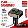 Émetteur FM Bluetooth pour Voiture avec Charge Rapide PD 20W, QC 3.0, USB + USB-C, Kit Mains Libres et Lecteur MP3