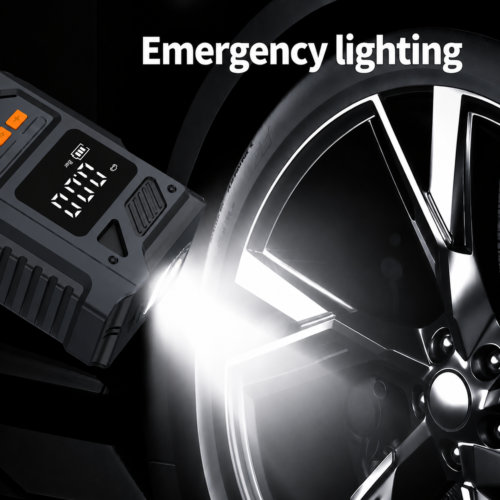 Jump Starter Portable 4-en-1 avec Compresseur d’Air Numérique, Lampe LED et Batterie Externe Haute Capacité