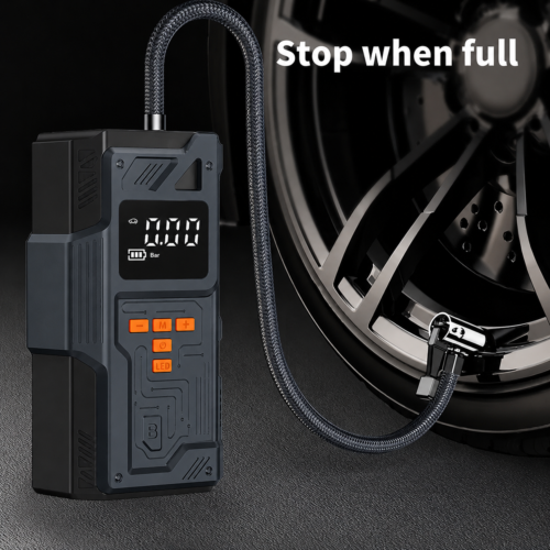 Jump Starter Portable 4-en-1 avec Compresseur d’Air Numérique, Lampe LED et Batterie Externe Haute Capacité