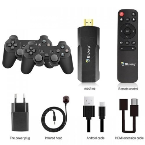 Console de Jeux et TV BOX 2 en 1 - 4K HDMI avec 2 Manettes Sans Fil – Plus de 10000 Jeux Intégrés – Compatible Android TV