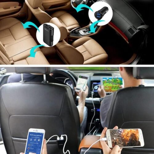 Chargeur Voiture 4 Ports USB avec Extension Arrière – Charge Rapide QC 3.0 pour Smartphones, Tablettes et Appareils USB