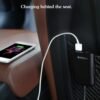 Chargeur Voiture 4 Ports USB avec Extension Arrière – Charge Rapide QC 3.0 pour Smartphones, Tablettes et Appareils USB