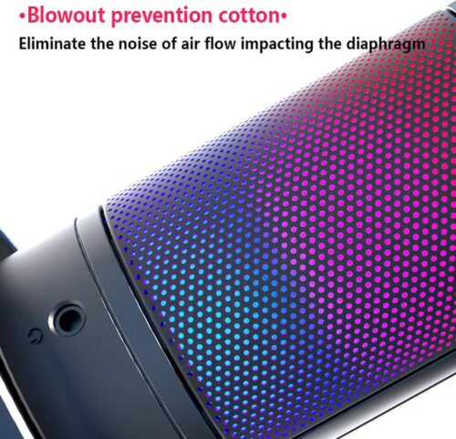 Microphone USB RGB Professionnel avec Support Antichoc, Bouton Mute et Réglage du Gain pour Streaming, Gaming et Enregistrement