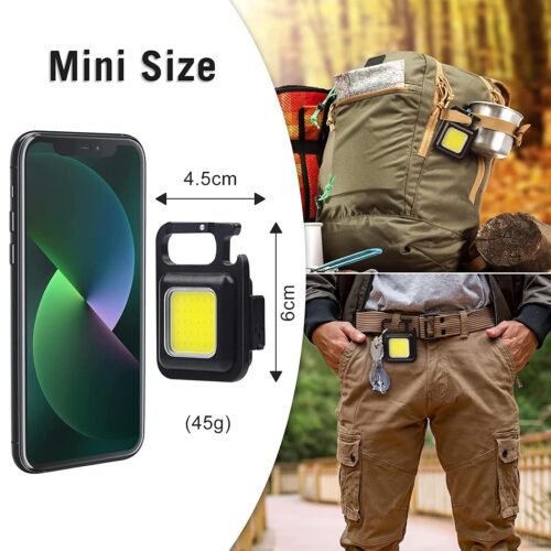 Lampe LED COB Rechargeable Multifonction Portable avec Aimant, Support Réglable et Porte-Clés