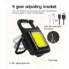 Lampe LED COB Rechargeable Multifonction Portable avec Aimant, Support Réglable et Porte-Clés