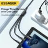 Câble USB 3-en-1 Charge Rapide 3A & Transfert de Données avec Connecteurs Type-C, Lightning et Micro USB