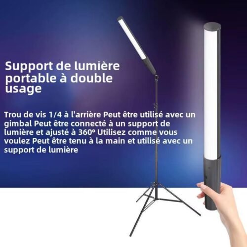 Barre Lumineuse LED RGB Portable Rechargeable avec Batterie Amovible 18650 – Éclairage Vidéo & Photo Professionnel