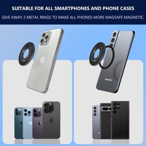 Support Magnétique Anneau Rotatif pour Smartphone – Rotation 360° & Support Pliable avec Bague de Maintien