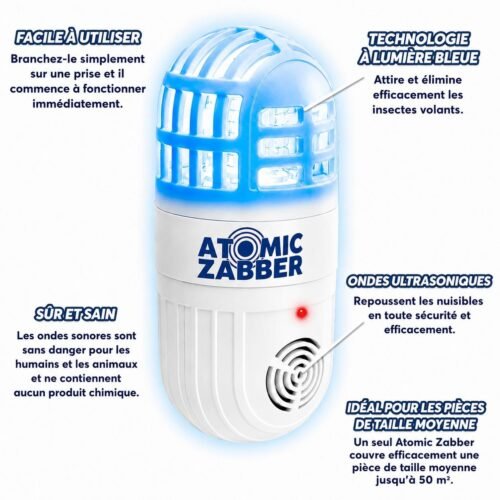 Répulsif Électronique Anti-Nuisibles à Ultrasons avec Lumière Bleue UV – Prise Murale pour Maison, Cuisine et Bureau