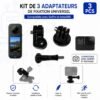 Kit de 3 Adaptateurs Universels de Fixation pour Caméras d’Action