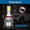 Ampoules LED H8/H9/H11 6000K 50W 3800LM – Kit de 2 Phares Blanc Froid Haute Luminosité