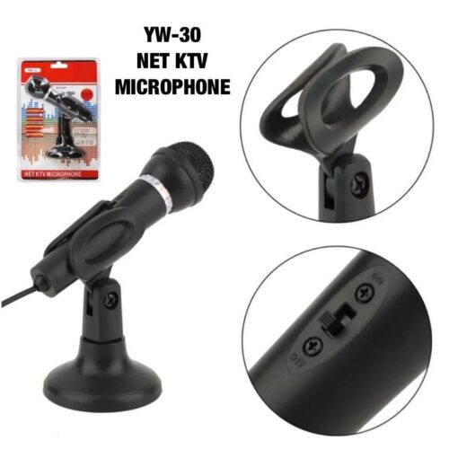 Microphone Filaire YW-30 avec Support de Bureau et Interrupteur ON/OFF – Jack 3.5 mm