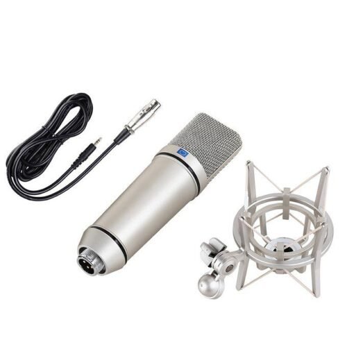 Microphone à Condensateur U87 AI XLR Professionnel 34 mm avec Support Antichoc – Qualité Studio 48V