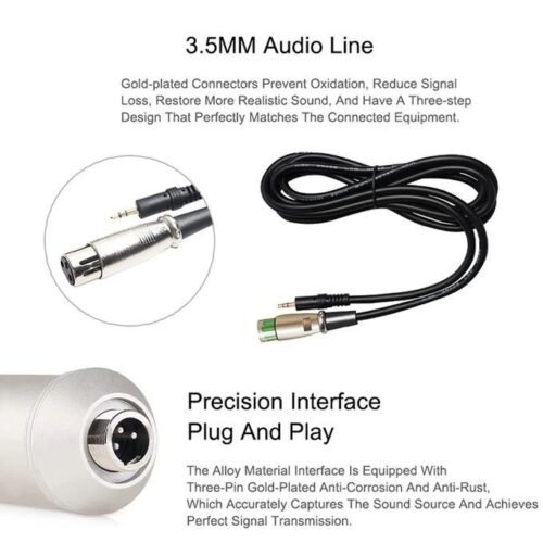 Microphone à Condensateur U87 AI XLR Professionnel 34 mm avec Support Antichoc – Qualité Studio 48V