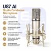 Microphone à Condensateur U87 AI XLR Professionnel 34 mm avec Support Antichoc – Qualité Studio 48V