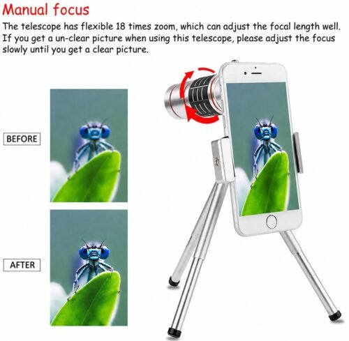 gvc.product.image_.1783180411638.0ea50c4b-42ff-45c8-b708-fa8649840981.jpeg Objectif Téléphoto 18X Universel pour Smartphone avec Mise au Point Manuelle et Trépied