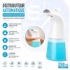 Distributeur Automatique de Savon Moussant Sans Contact 250 ml avec Capteur Infrarouge – Distributeur de Savon Mural pour Salle de Bain et Cuisine