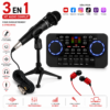 Kit Audio Professionnel 3-en-1 avec Microphone, Carte Son, Trépied, Écouteurs et Câble – Idéal pour Streaming, Podcast, Gaming et Enregistrement