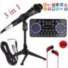 Kit Audio Professionnel 3-en-1 avec Microphone, Carte Son, Trépied, Écouteurs et Câble – Idéal pour Streaming, Podcast, Gaming et Enregistrement