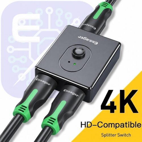 Switch HDMI 4K Bidirectionnel 2 Entrées / 1 Sortie avec Bouton de Sélection – Répartiteur HDMI Compatible TV, PC, Console et Projecteur