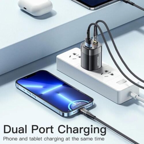 Chargeur Secteur Rapide 33W GaN avec Double Port USB-C et USB-A – Chargeur Compact pour Smartphone, Tablette et Accessoires