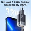 Chargeur Secteur Rapide 33W GaN avec Double Port USB-C et USB-A – Chargeur Compact pour Smartphone, Tablette et Accessoires