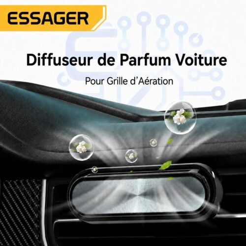 Diffuseur de Parfum Voiture pour Grille d’Aération – Désodorisant Auto Compact avec Clip Silicone et Diffusion Réglable