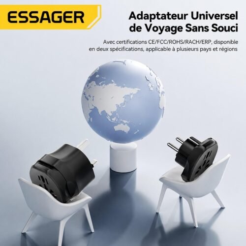 Adaptateur de Voyage Universel 100-250V – Prise Internationale US EU UK AUS Compacte et Portable