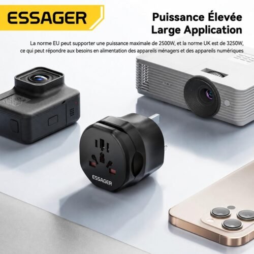 Adaptateur de Voyage Universel 100-250V – Prise Internationale US EU UK AUS Compacte et Portable