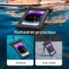 Pochette Étanche Flottante pour Téléphone 7 Pouces IPX8 avec Cordon – Protection Anti-Chute pour Plage, Piscine et Voyage