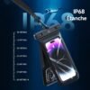 Pochette étanche double poche pour téléphone 7 pouces IP68 avec dragonne amovible – Protection waterproof pour plage et piscine