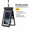 Pochette Téléphone Étanche IPX8 Double Poche – Housse Waterproof 10 m pour Plage, Piscine et Voyage
