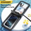 Pochette Téléphone Étanche IPX8 Double Poche – Housse Waterproof 10 m pour Plage, Piscine et Voyage