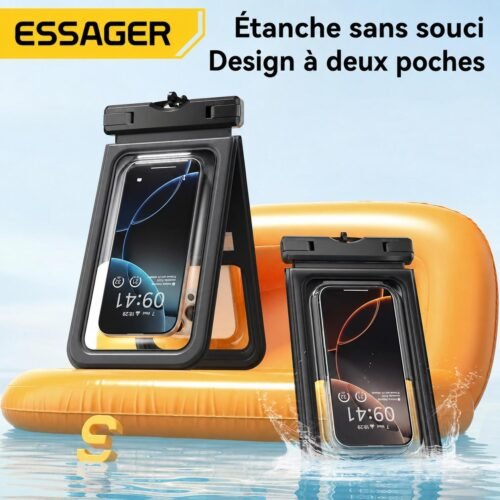 Pochette Téléphone Étanche IPX8 Double Poche – Housse Waterproof 10 m pour Plage, Piscine et Voyage