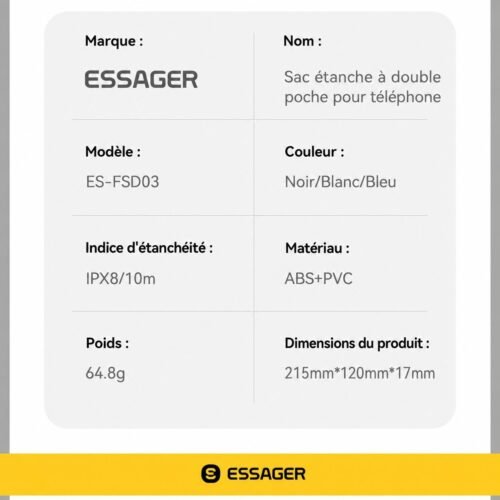 Pochette Téléphone Étanche IPX8 Double Poche – Housse Waterproof 10 m pour Plage, Piscine et Voyage