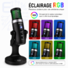 Microphone USB RGB MC-PW9 avec Réduction du Bruit, Sortie Casque 3.5 mm pour Streaming, Podcast, Gaming et Enregistrement