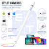 Stylet Tactile Universel Rechargeable USB-C – Pointe Fine Haute Précision Compatible Android, iPhone, iPad, Tablettes & Windows