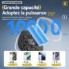 Power Bank 10000mAh 22,5W avec Câble USB-C Rétractable 70 cm, Écran Numérique, Lampe LED et Mousqueton